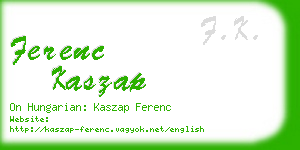 ferenc kaszap business card